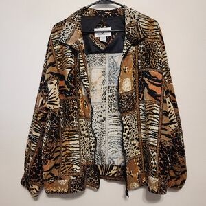 Vintage Erin London Safari Animal Print Silk Jacket